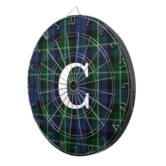Cible De Fléchettes Campbell Tartan Plaid Monogrammé (Devant droit)