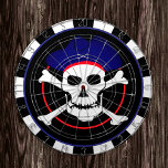 Cible De Fléchettes Capitaine Jack Dartboard & Pirates Drapeau, Crâne<br><div class="desc">DARTBOARDS : Capitaine Jack,  Drapeau Pirates avec crâne et os croisés et portant casquette capitaine. Montez à bord.</div>