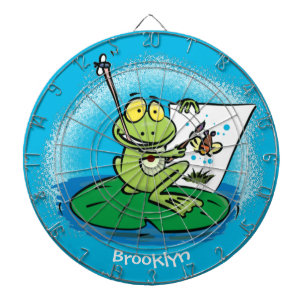 Cible De Fléchettes Caricature amusante de grenouille verte