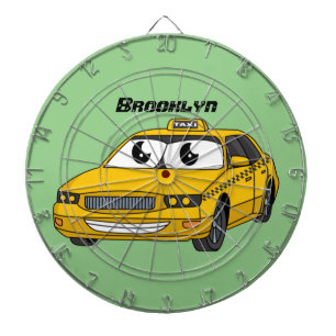 Cible De Fléchettes Caricature amusante de taxi jaune mignon