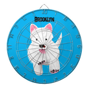 Cible De Fléchettes Caricature blanche de terrier de l'ouest