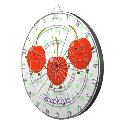 Cible De Fléchettes Caricature de cerises rouges à sauter mûr (Devant droit)