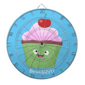 Cible De Fléchettes Caricature de cupcake joyeux (Devant)