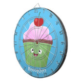 Cible De Fléchettes Caricature de cupcake joyeux (Devant droit)