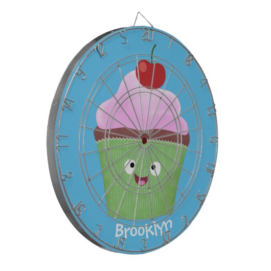 Cible De Fléchettes Caricature de cupcake joyeux (Devant gauche)