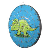Cible De Fléchettes Caricature de dinosaure de triceratops vert mignon (Devant droit)