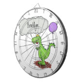 Cible De Fléchettes Caricature de dragon dragon drôle et vert respiran (Devant droit)