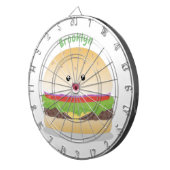 Cible De Fléchettes Caricature de hamburger kawaii joyeux (Devant droit)