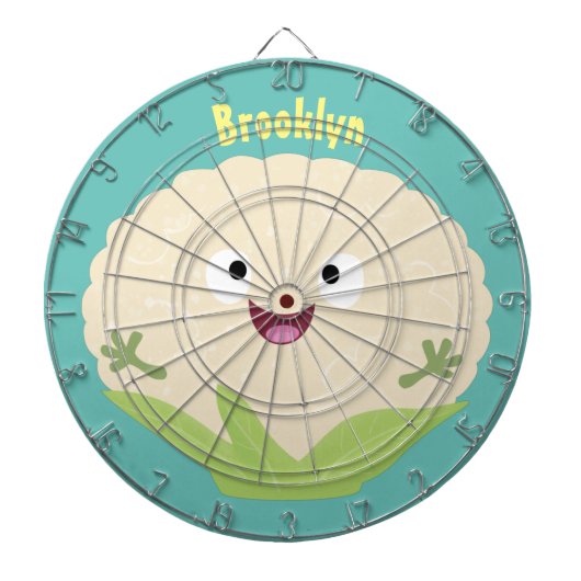 Cible De Fléchettes Caricature de légume de chou-fleur joyeux (Devant)