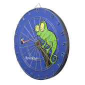 Cible De Fléchettes Caricature de lézard de caméléon vert joyeux (Devant droit)