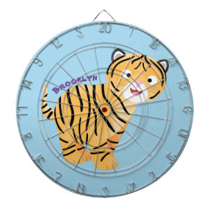 Cible De Fléchettes Caricature de petit tigre joyeux