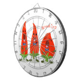 Cible De Fléchettes Caricature de piments chantants mignons (Devant droit)