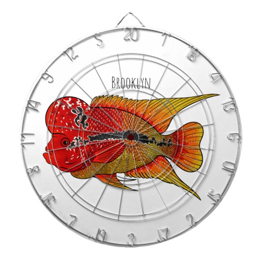 Cible De Fléchettes Caricature de poisson cichlide à fleur (Devant)