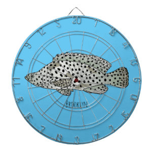 Cible De Fléchettes Caricature de poissons de mérou à bosse