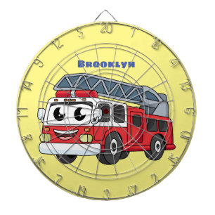 Cible De Fléchettes Caricature du moteur de feu joyeux