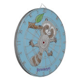 Cible De Fléchettes Caricature pour bébé au raton laveur joyeux (Devant gauche)