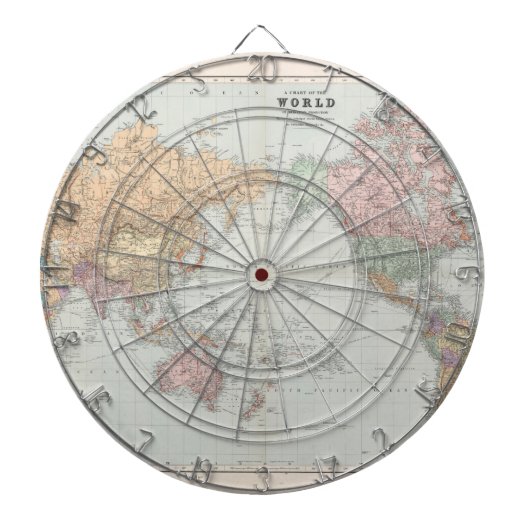 Cible De Fléchettes Carte ancienne du monde (Devant)