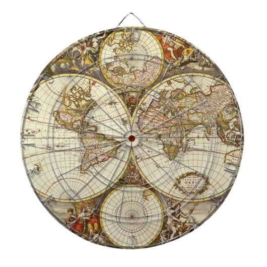 Cible De Fléchettes Carte ancienne du monde par Frederick de Wit, vers (Devant)