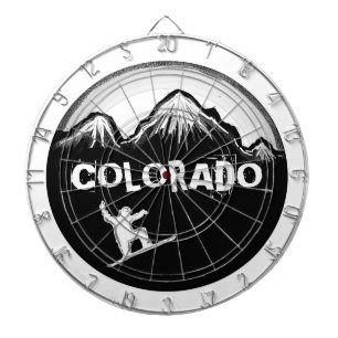 Cible De Fléchettes Carte d'art de snowboard noir blanc Colorado