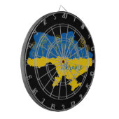 Cible De Fléchettes Carte de l'Ukraine avec tournesol et drapeau ukrai (Devant gauche)