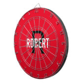 Cible De Fléchettes Carte de nom de monogramme rouge moderne (Devant droit)