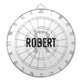 Cible De Fléchettes Carte de nom monogramme gris blanc moderne (Devant)