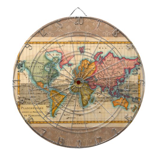 Cible De Fléchettes Carte du Monde 1780 Bonne Antique Planisphère (Devant)