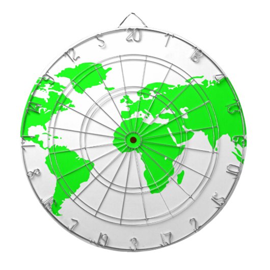 Cible De Fléchettes Carte du monde blanc vert (Devant)