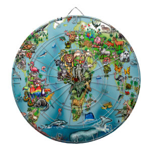 Cible De Fléchettes Carte du monde des animaux