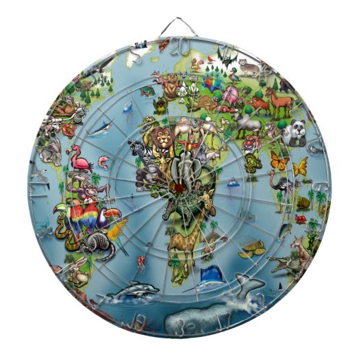 Cible De Fléchettes Carte du monde des animaux (Devant)