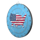 Cible De Fléchettes Carte et drapeau des États-Unis Rouge Blanc et Ble (Devant droit)