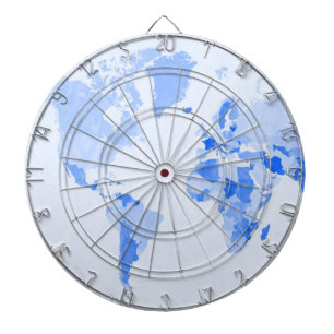 Cible De Fléchettes Carte Mondiale Crumplé bleu pâle