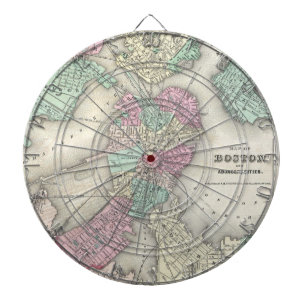 Cible De Fléchettes Carte vintage du port de Boston (1857)
