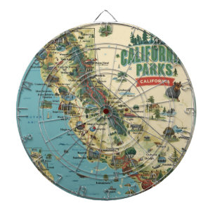 Cible De Fléchettes Carte vintage illustrée des parcs de Californie