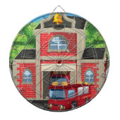 Cible De Fléchettes Caserne de pompiers et camion de pompiers (Devant)