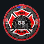 Cible De Fléchettes Casque de service d'incendie personnalisé côté vil<br><div class="desc">Le pompier parfait a inspiré le tableau de fléchettes pour le pompier ou ventilateur de pompier de la famille. Entièrement personnalisable ! Bon appétit ! *Merci pour votre service si vous avez servi à quelque titre que ce soit!</div>