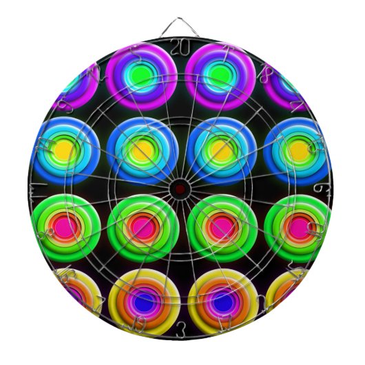Cible De Fléchettes Cercles 3D colorés funky (Devant)