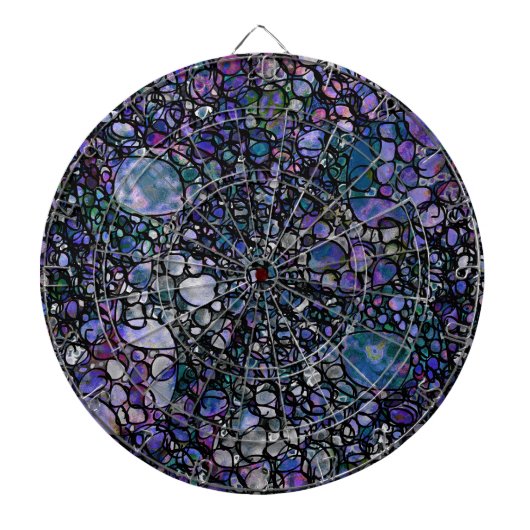 Cible De Fléchettes Cercles abstraits dessinés à la main, Bleu, Violet (Devant)
