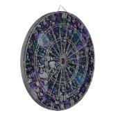 Cible De Fléchettes Cercles abstraits dessinés à la main, Bleu, Violet (Devant gauche)