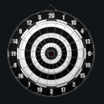 Cible De Fléchettes Cercles Abstraits en noir et blanc<br><div class="desc">Art Abstrait aux formes géométriques circulaires en noir et blanc.</div>