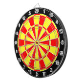 Cible De Fléchettes Cercles en rouge et jaune sur fond noir (Devant droit)