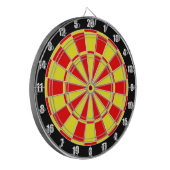 Cible De Fléchettes Cercles en rouge et jaune sur fond noir (Devant gauche)