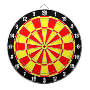 Cible De Fléchettes Cercles rouges et jaunes sur fond noir