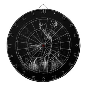 Cible De Fléchettes Cerf aux bois encadrés par champ et arbre