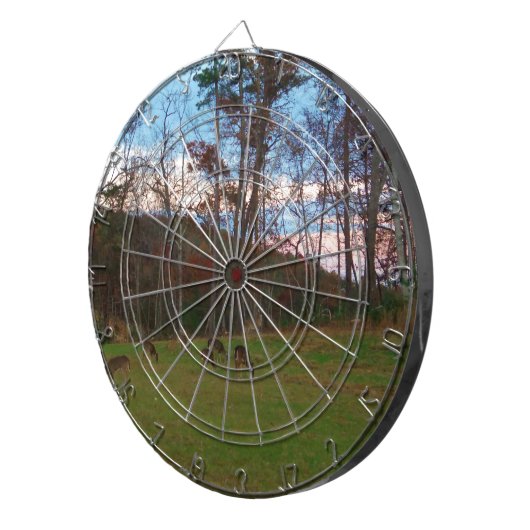 Cible De Fléchettes Champ de cerf et un SunSet rose (Devant droit)