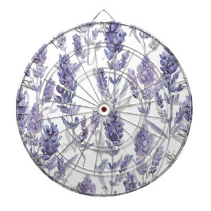 Cible De Fléchettes Champs de Lavande   Motif de Fleur Aquarelle Viole