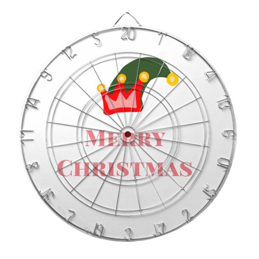 Cible De Fléchettes Chapeau rouge vert joyeux Noël ajouter nom texte n (Devant)