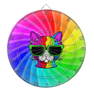 Cible De Fléchettes Chat Arc-en-Ciel Tournoyant