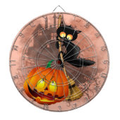 Cible De Fléchettes Chat effrayé par Citrouille Fun Halloween caractèr (Devant)