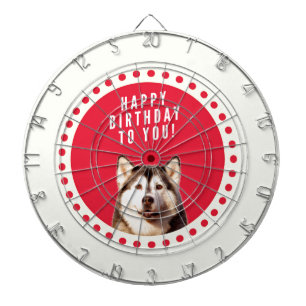Cible De Fléchettes Chatte Sibérien Husky Chien Joyeux Anniversaire
